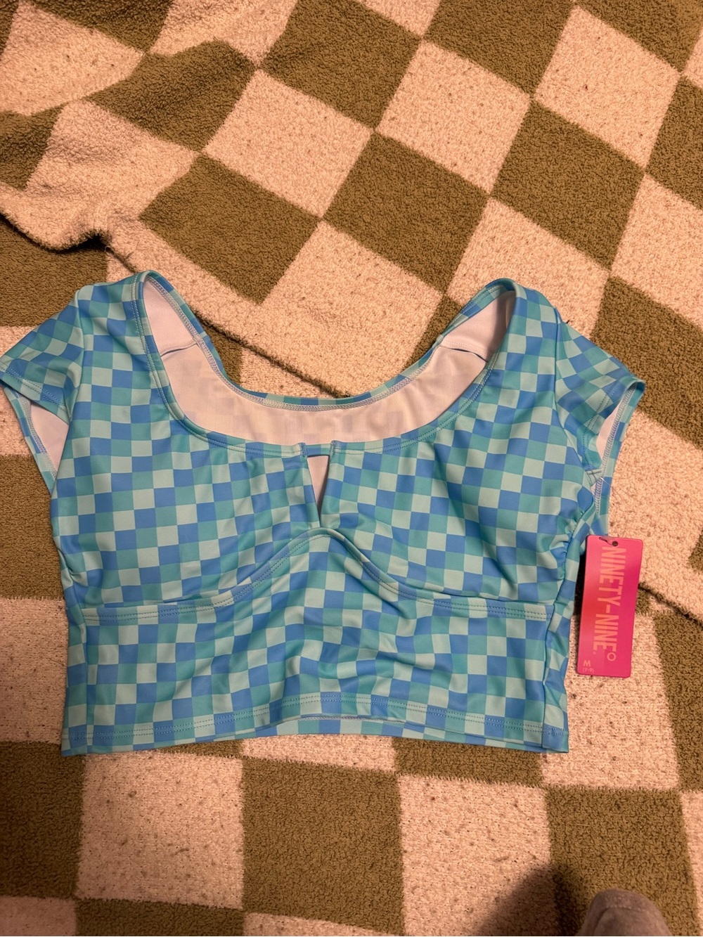 Ninety Nine Blue Checker Swim Top